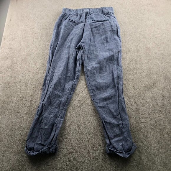 Rachel Roy Women Pants Size XS Straight Leg 100% Linen Blue Elastic Waist Casual - Picture 11 of 11